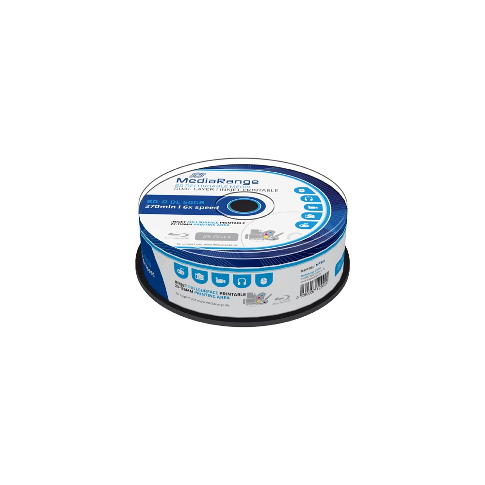 MEDIARANGE BD-R 50GB 6X NYOMTATHATÓ CAKE (25) MR510