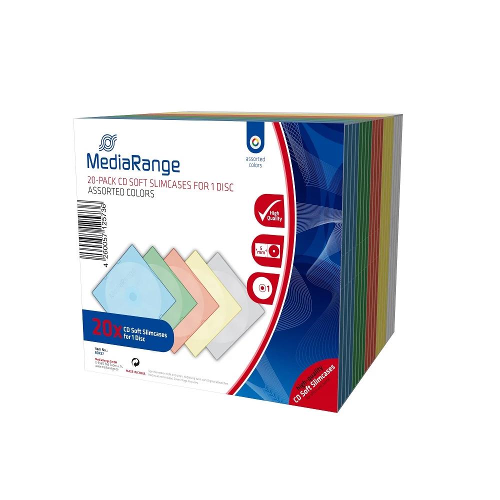 MEDIARANGE CD TOK SLIM 5mm SZÍNES (20)