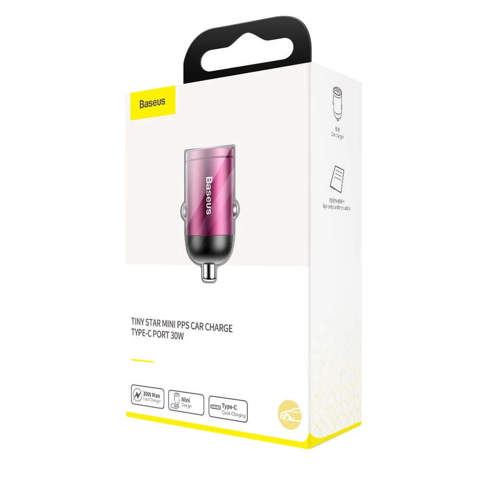BASEUS VCHX-BO4 TINY STAR MINI USB AUTÓS TÖLTŐ USB-C PORT 30W PINK