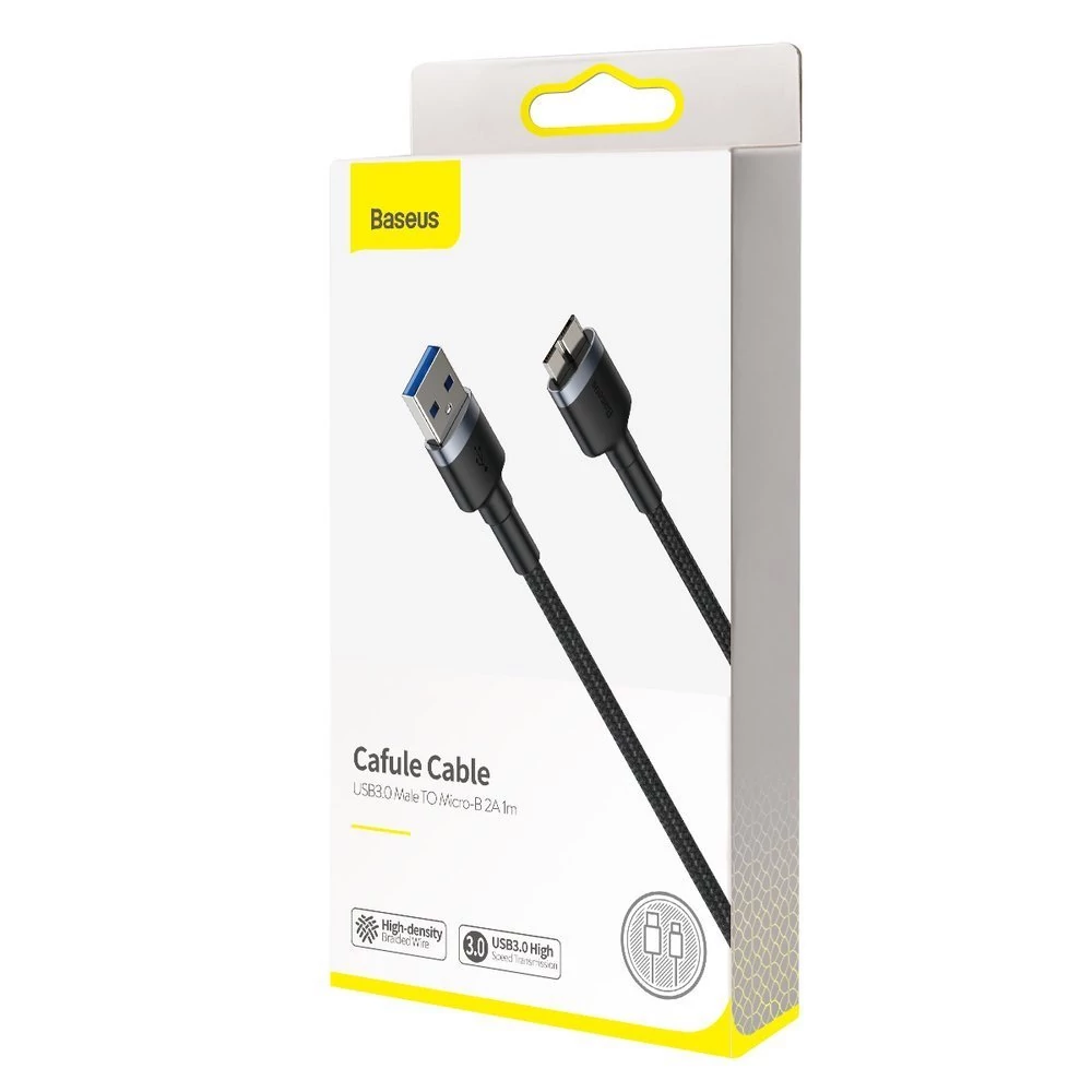 BASEUS CADKLF-D0G CAFULE FONOTT SZÖVET USB 3.0/MICRO USB-B KÁBEL 1m SZÜRKE