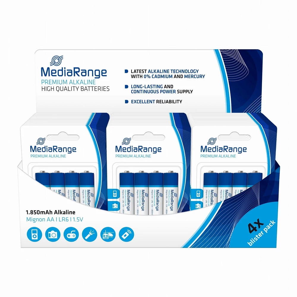 MEDIARANGE AA MÉRETŰ PREMIUM ALKALINE ELEM (42x4 BLISTER) MRBAT104-42