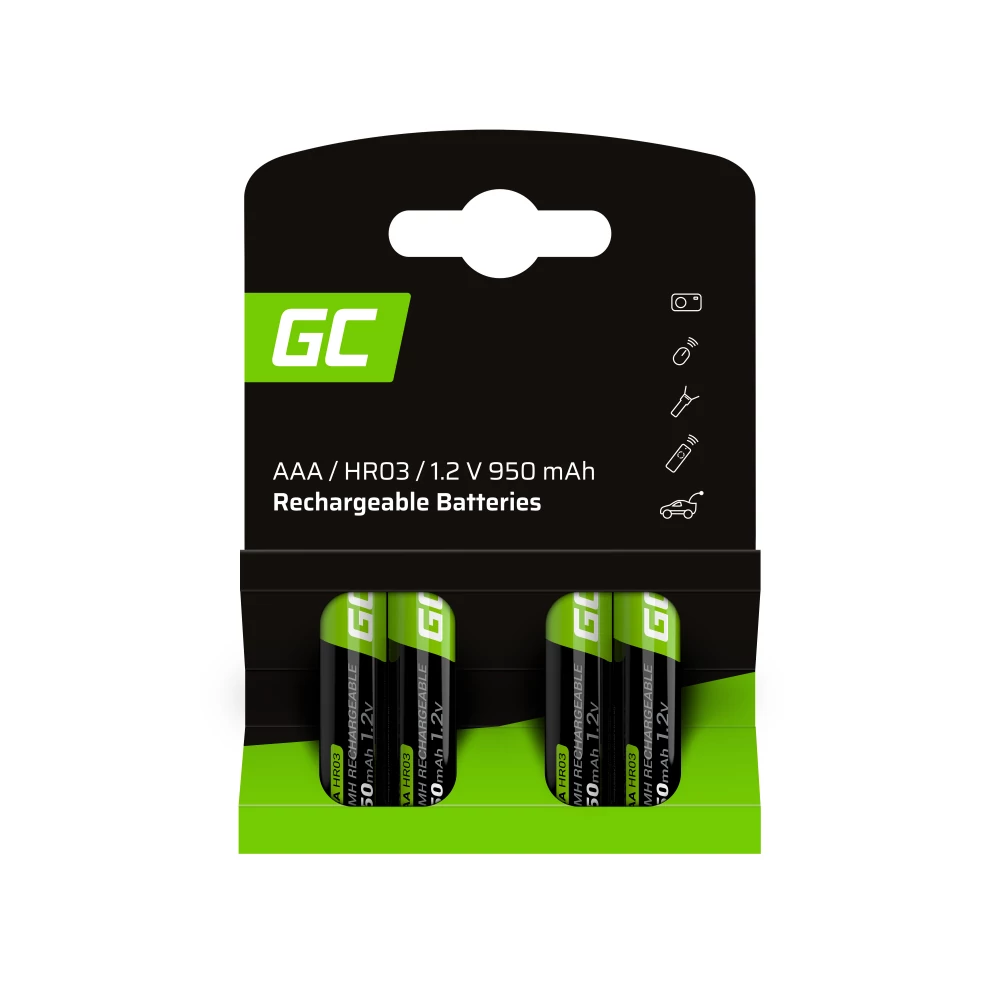 GREEN CELL GR03 AAA MÉRETŰ TÖLTHETŐ ELEM NI-MH 950 mAh (4 BLISTER)