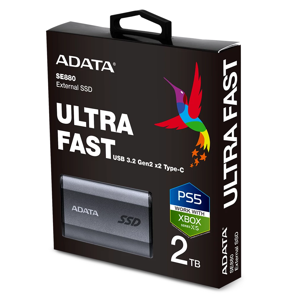 ADATA ELITE SE880 USB-C 3.2 GEN 2x2 KÜLSŐ SSD MEGHAJTÓ 2TB SZÜRKE