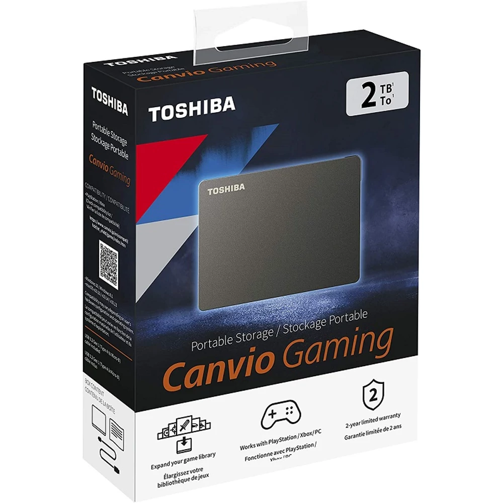 TOSHIBA CANVIO GAMING 2,5 COL USB 3.0 KÜLSŐ MEREVLEMEZ 2TB FEKETE
