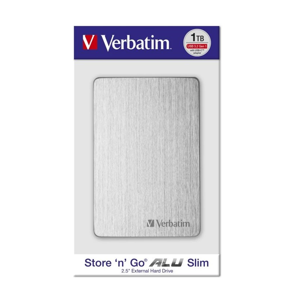 VERBATIM STORE N GO ALU SLIM 2,5 COL USB 3.2 KÜLSŐ MEREVLEMEZ 1TB EZÜST