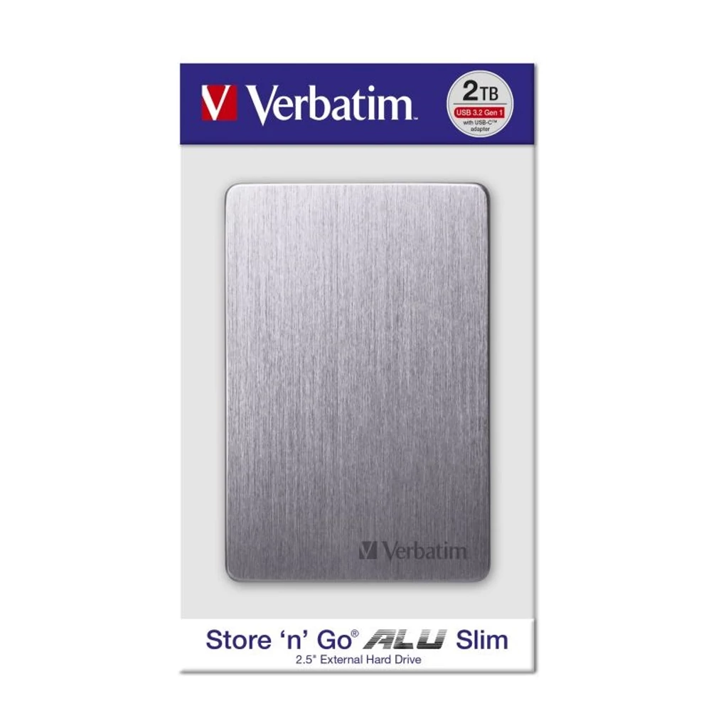 VERBATIM STORE N GO ALU SLIM 2,5 COL USB 3.2 KÜLSŐ MEREVLEMEZ 2TB SZÜRKE
