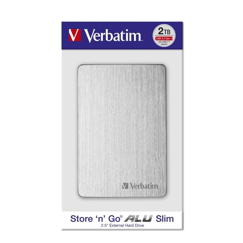 VERBATIM STORE N GO ALU SLIM 2,5 COL USB 3.2 KÜLSŐ MEREVLEMEZ 2TB EZÜST