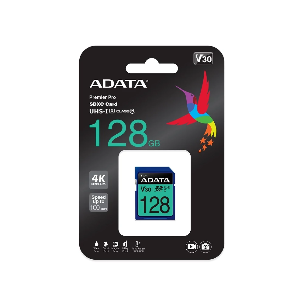 ADATA PREMIER PRO SDXC 128GB CLASS 10 UHS-I U3 V30 100/80 MB/s