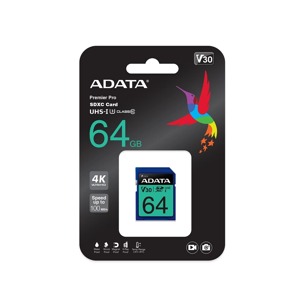ADATA PREMIER PRO SDXC 64GB CLASS 10 UHS-I U3 V30 100/80 MB/s