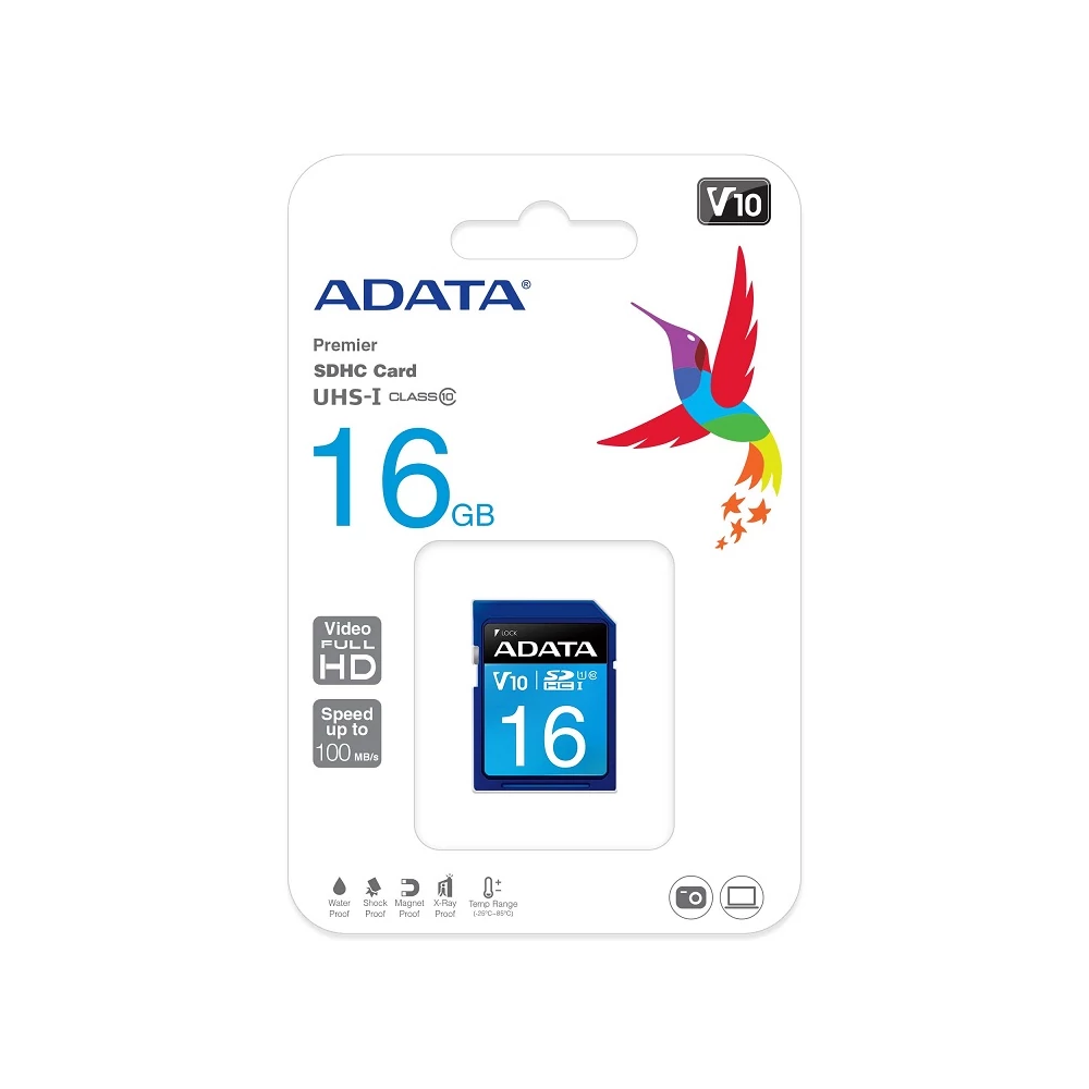 ADATA PREMIER SDHC 16GB CLASS 10 UHS-I U1 V10 100/25 MB/s
