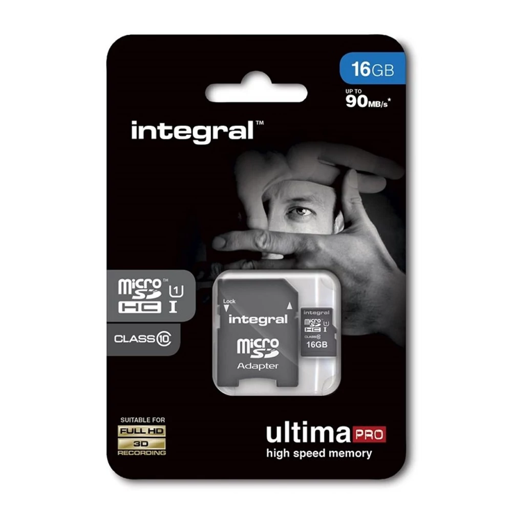 INTEGRAL ULTIMA PRO MICRO SDHC 16GB + ADAPTER CLASS 10 UHS-I U1 (90 MB/s OLVASÁSI SEBESSÉG) INTEGRAL ULTIMA PRO MICRO SDHC 16GB + ADAPTER CLASS 10 UHS-I U1 (90 MB/s OLVASÁSI SEBESSÉG)