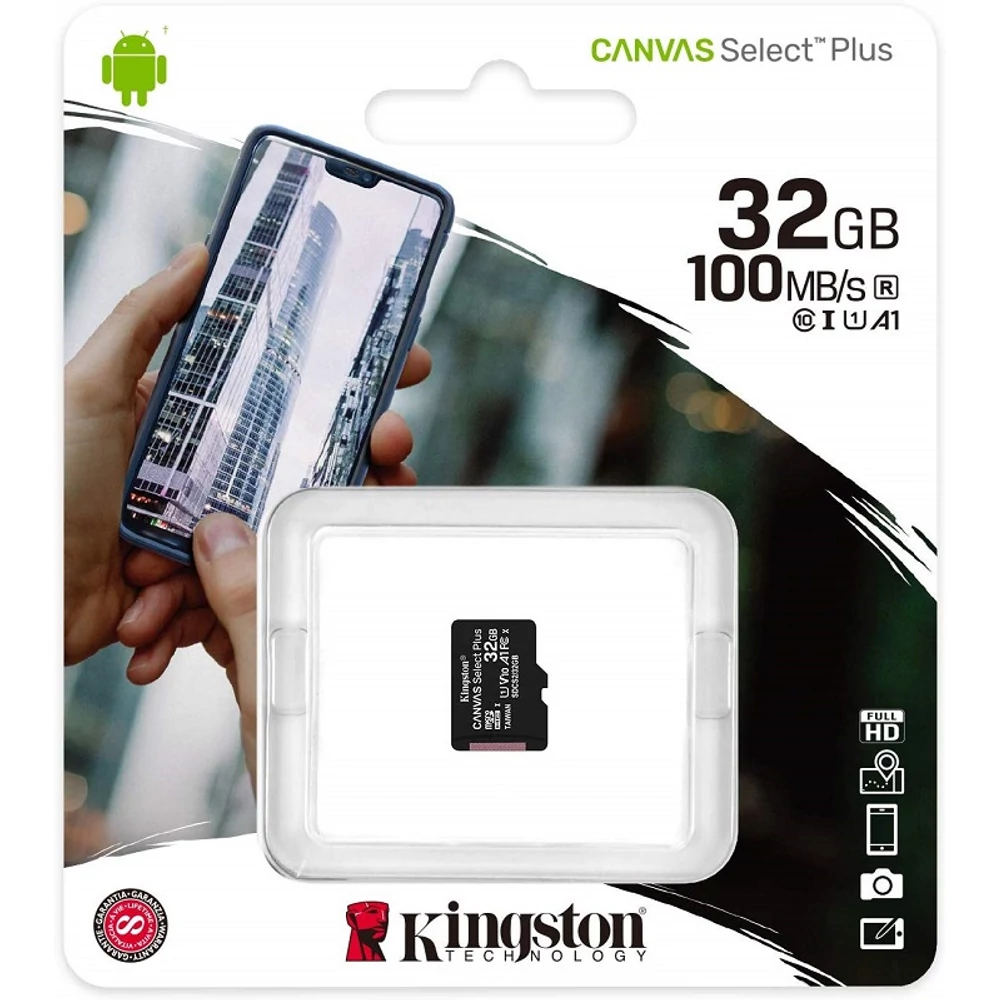 KINGSTON CANVAS SELECT PLUS MICRO SDHC 32GB CLASS 10 UHS-I U1 A1 V10 (100 MB/s)