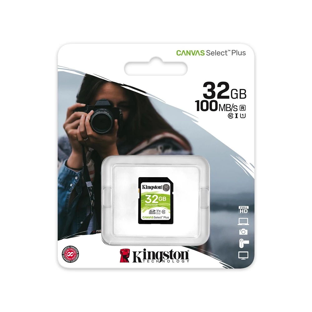 KINGSTON CANVAS SELECT PLUS SDHC 32GB CLASS 10 UHS-I U1 V10 100/10 MB/s