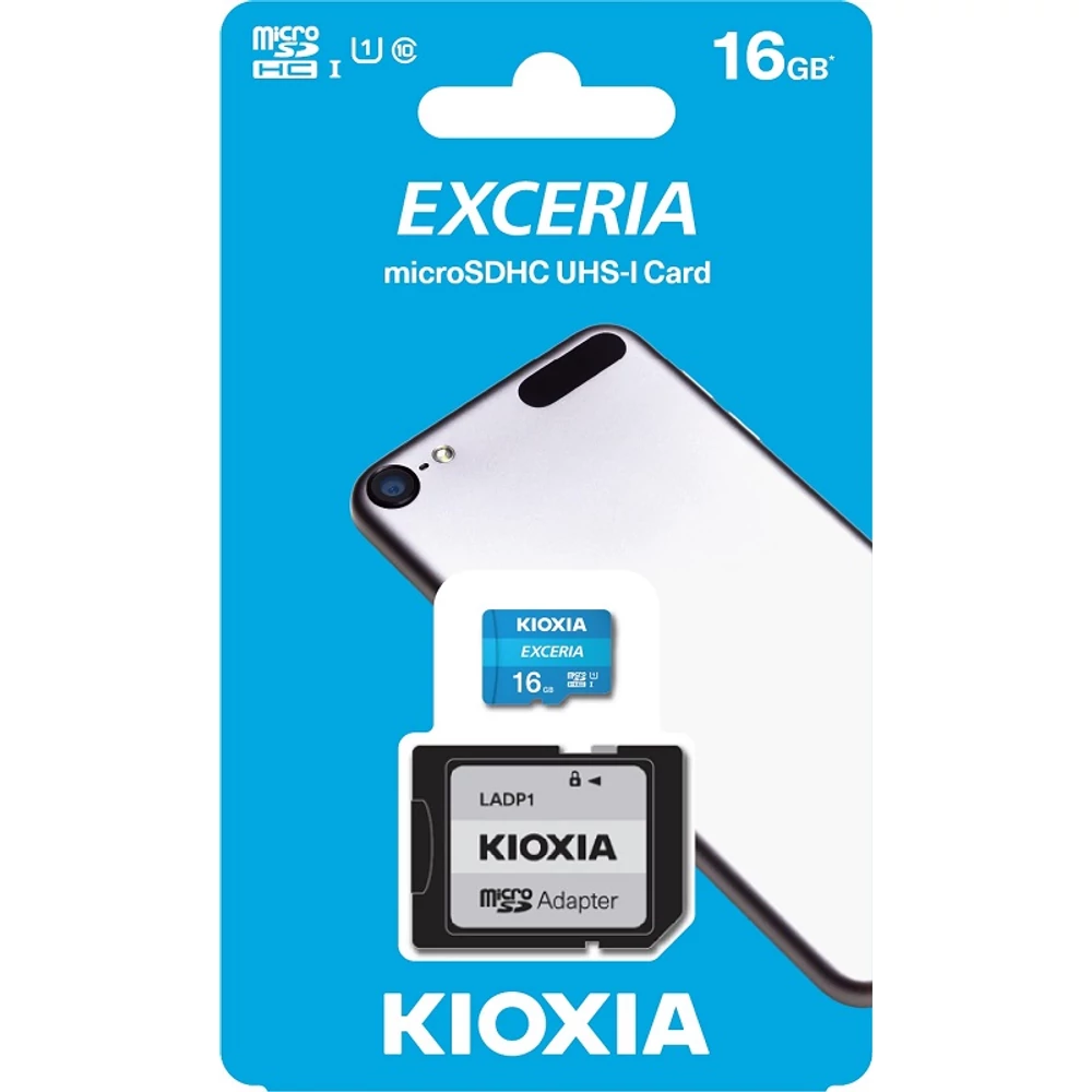 KIOXIA EXCERIA MICRO SDHC 16GB + ADAPTER CLASS 10 UHS-I U1 (100 MB/s OLVASÁSI SEBESSÉG)