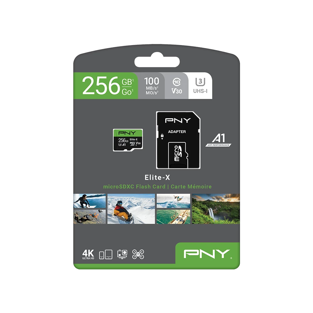 PNY ELITE-X MICRO SDXC 256GB + ADAPTER CLASS 10 UHS-I U3 A1 V30 100/90 MB/s