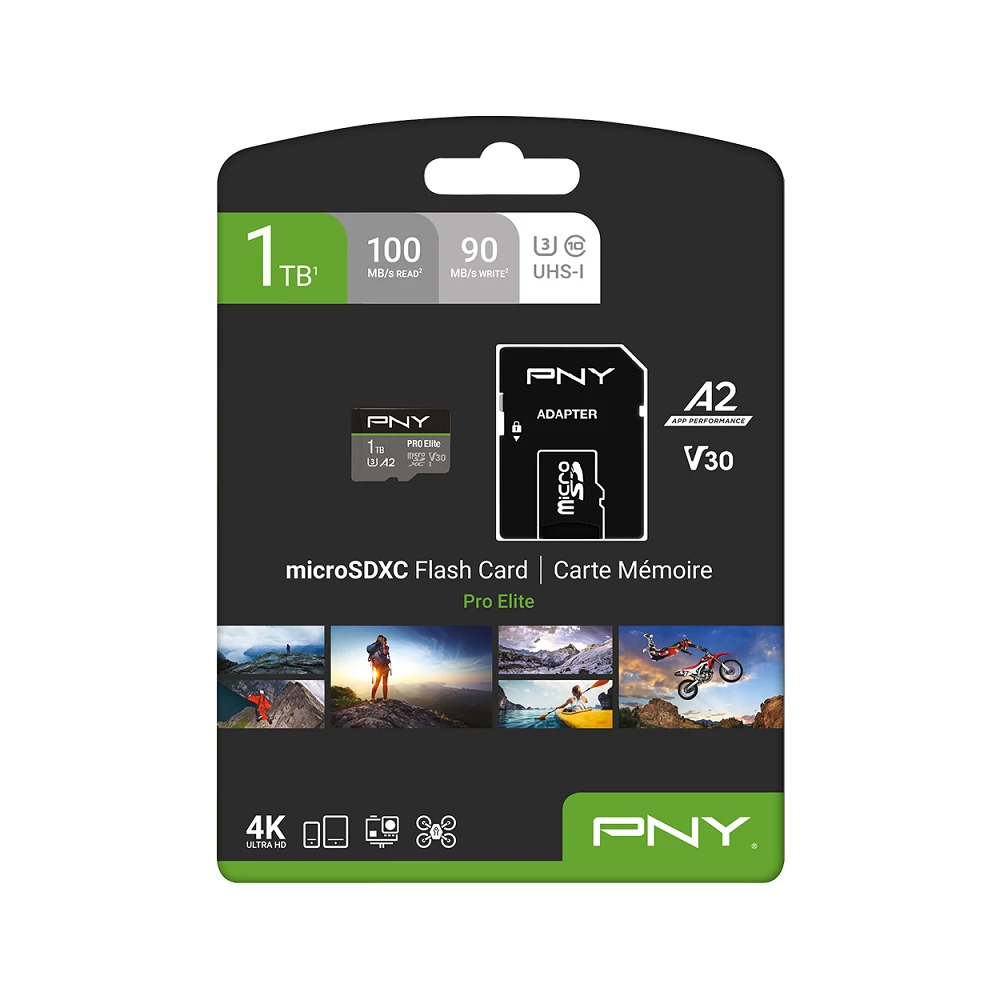 PNY PRO ELITE MICRO SDXC 1TB + ADAPTER CLASS 10 UHS-I U3 A2 V30 100/90 MB/s