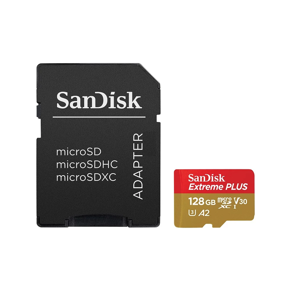 SANDISK EXTREME PLUS MICRO SDXC 128GB + ADAPTER CLASS 10 UHS-I U3 A2 V30 200/90 MB/s