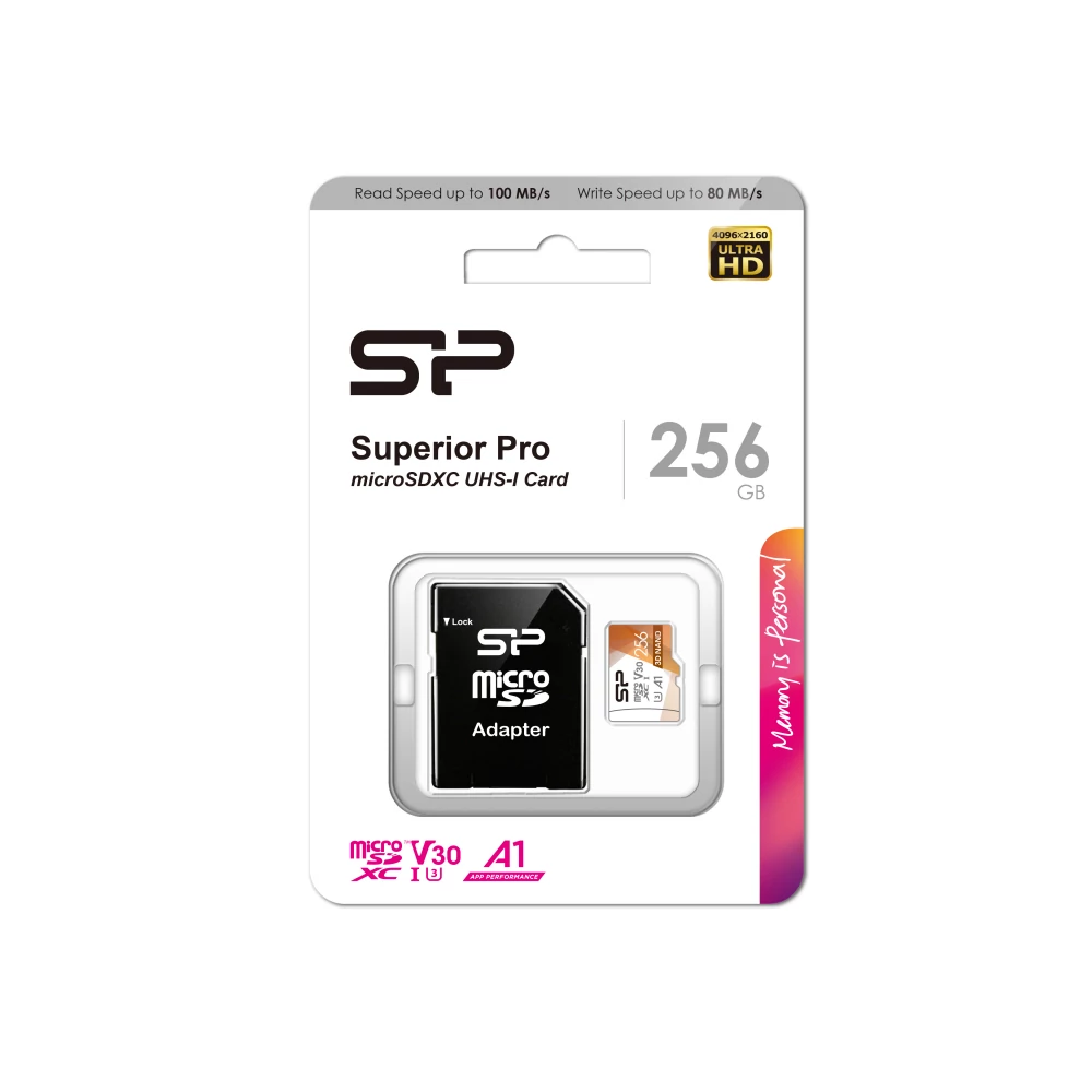SILICON POWER SUPERIOR PRO MICRO SDXC 256GB + ADAPTER CLASS 10 UHS-I U3 A1 V30 100/80 MB/s