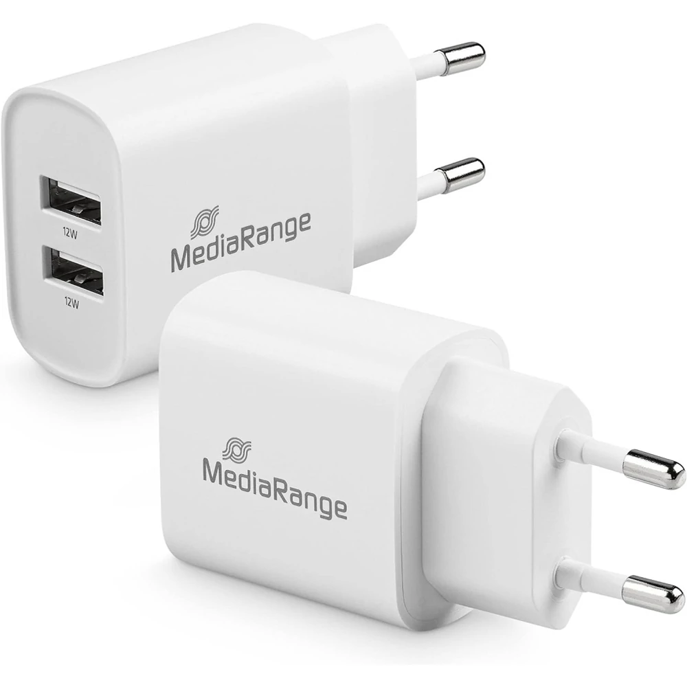 MEDIARANGE HÁLÓZATI TÖLTŐ 2xUSB-A 12W FEHÉR