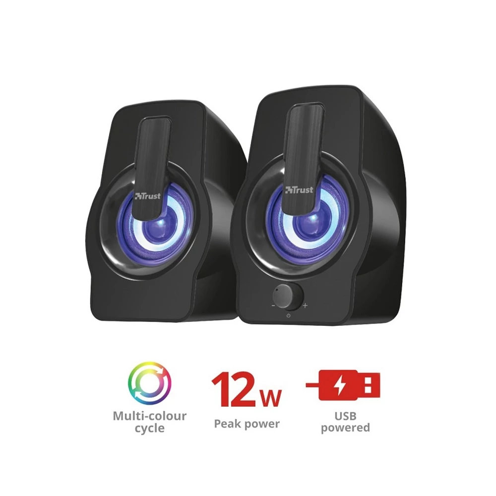 TRUST GEMI RGB USB 2.0 SZTEREÓ HANGSZÓRÓ 12W FEKETE