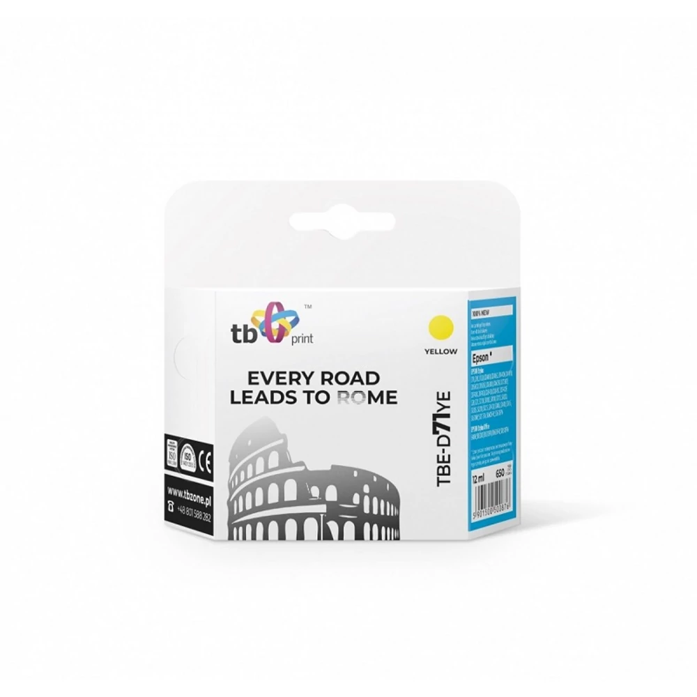 TB PRINT TBE-D71YE EPSON T0714 SÁRGA UTÁNGYÁRTOTT TINTAPATRON
