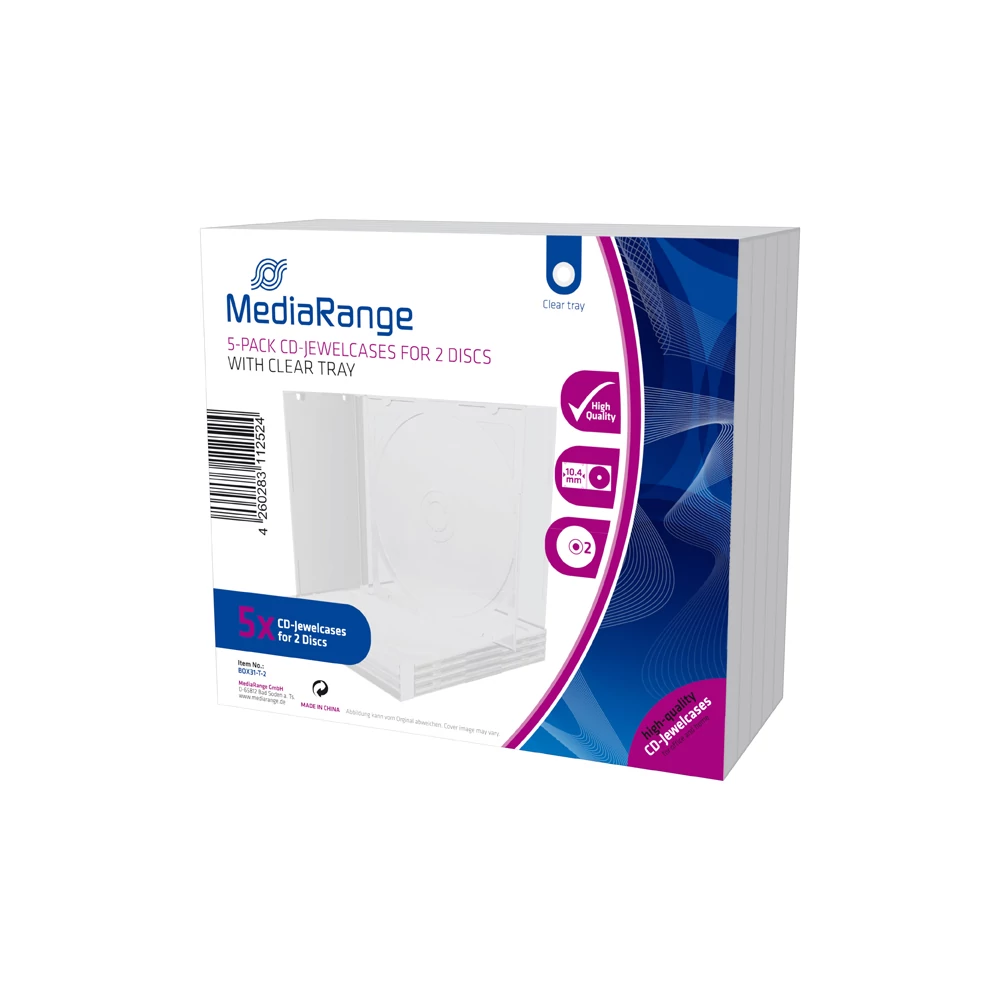 MEDIARANGE CD TOK DUPLA ÁTLÁTSZÓ 10,4mm 5 DB-OS CSOMAG BOX31-T-2