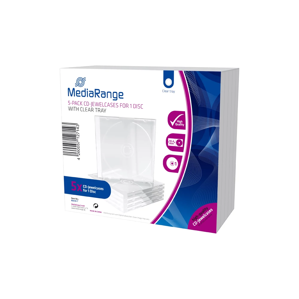 MEDIARANGE CD TOK SZIMPLA ÁTLÁTSZÓ 10,4mm 5 DB-OS CSOMAG BOX31-T