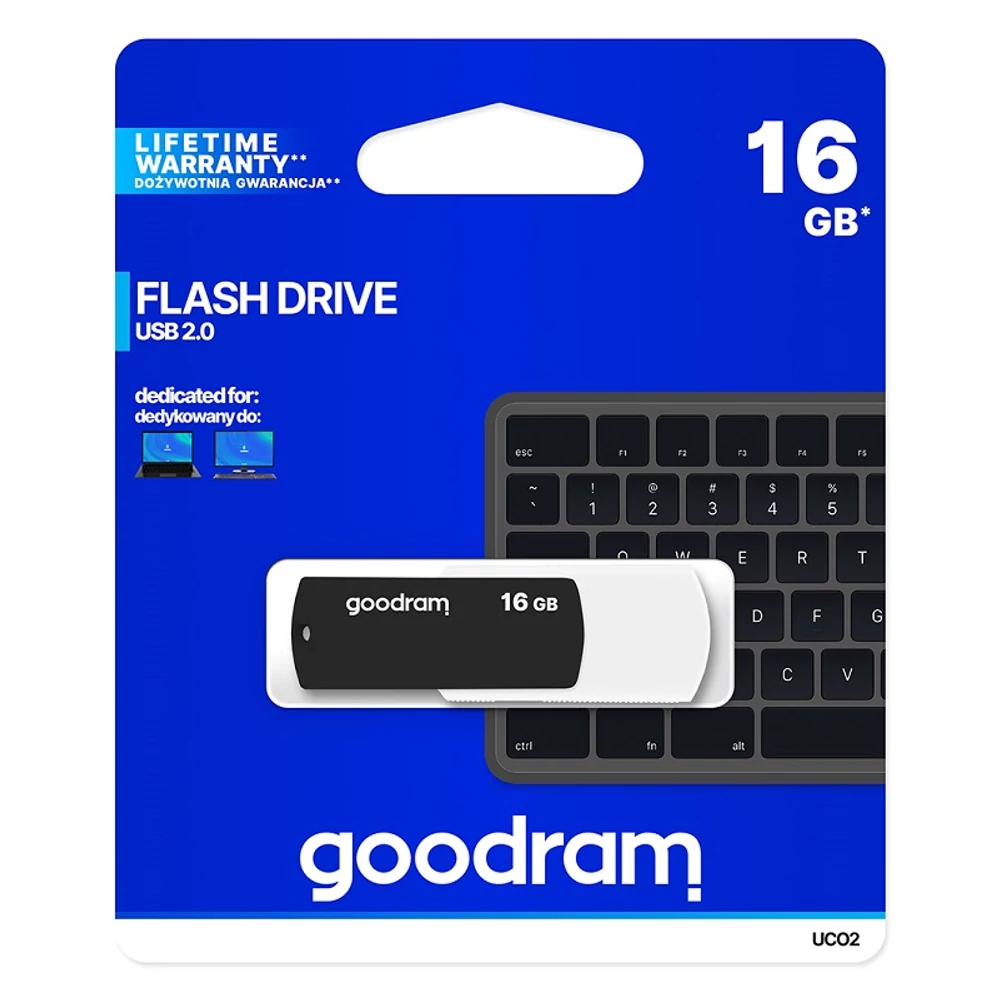 GOODRAM UCO2 USB 2.0 PENDRIVE 16GB FEKETE/FEHÉR