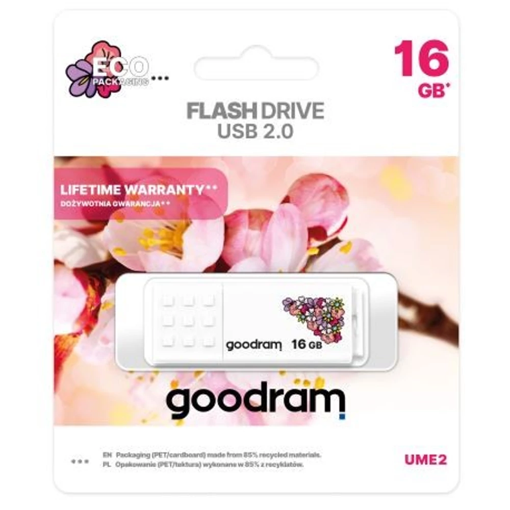 GOODRAM UME2 USB 2.0 PENDRIVE 16GB SPRING FEHÉR