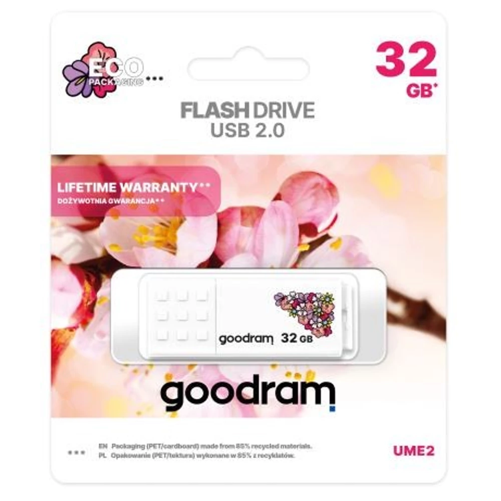 GOODRAM UME2 USB 2.0 PENDRIVE 32GB SPRING FEHÉR