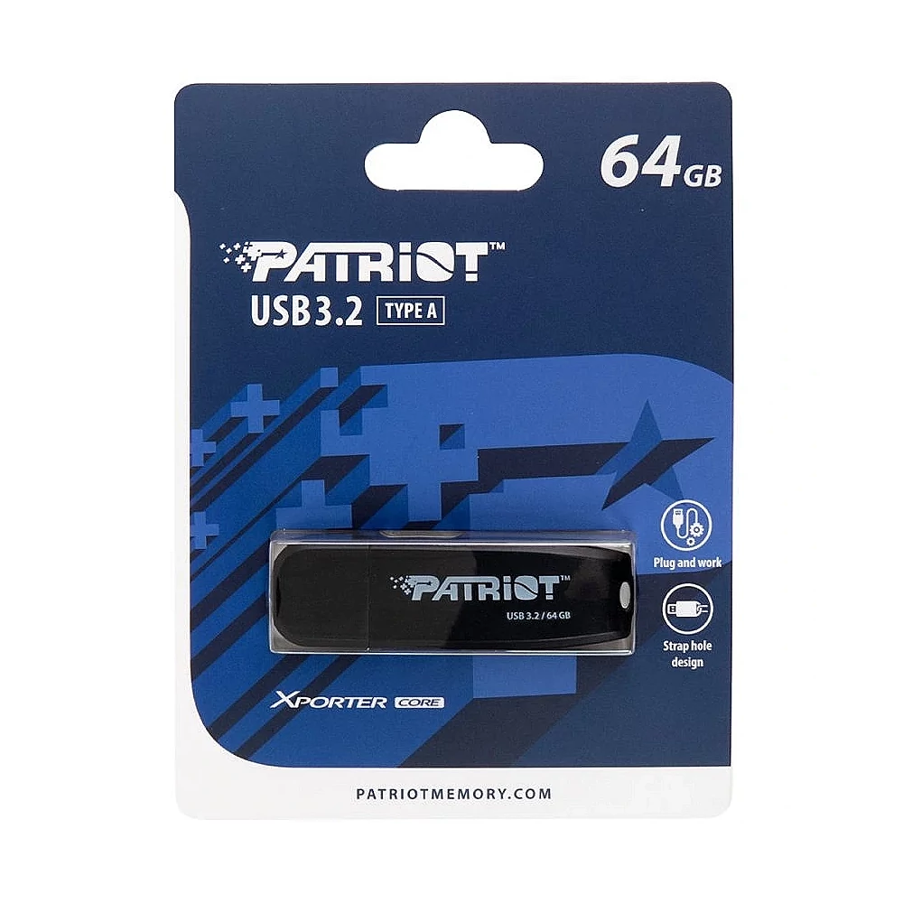 PATRIOT XPORTER CORE USB 3.2 GEN 1 PENDRIVE 64GB FEKETE