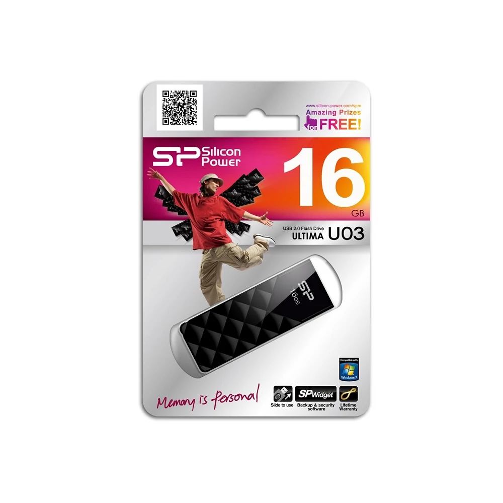 SILICON POWER ULTIMA U03 USB 2.0 PENDRIVE 16GB FEKETE