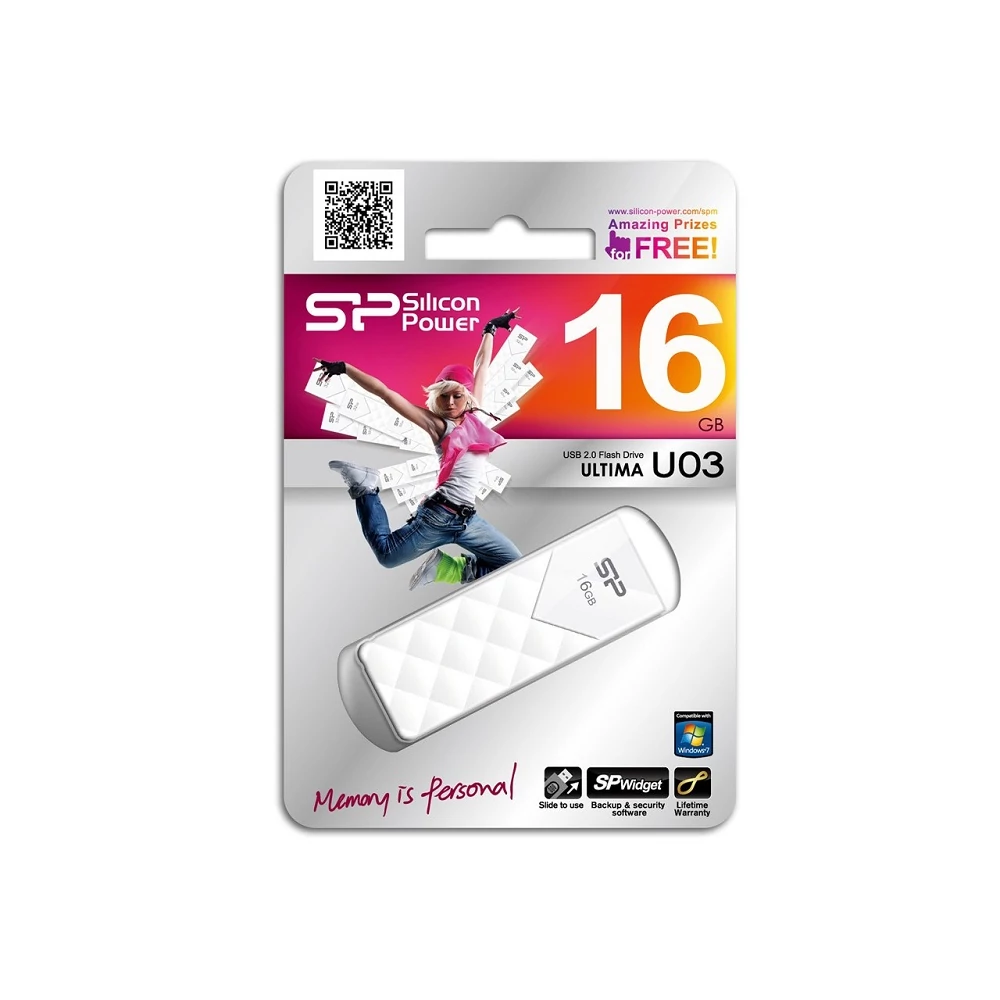 SILICON POWER ULTIMA U03 USB 2.0 PENDRIVE 16GB FEHÉR
