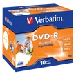 Kép 1/3 - VERBATIM DVD-R 16X FULL NYOMTATHATÓ ID BRANDED NORMÁL TOKBAN (10)