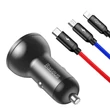 Kép 4/7 - BASEUS TZCCBX-0G DIGITAL DISPLAY DUAL USB AUTÓS TÖLTŐ 5V 4.8A 12/24V + 3-IN-1 USB TYPE-C/MICRO USB/APPLE LIGHTNING KÁBEL 1,2m