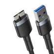 Kép 3/7 - BASEUS CADKLF-D0G CAFULE FONOTT SZÖVET USB 3.0/MICRO USB-B KÁBEL 1m SZÜRKE