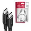 AXAGON FONOTT SZÖVET USB-C/USB-C GYORSTÖLTŐ ADATKÁBEL PD 2.0/3.0 QC 2.0/3.0/4.0 3A 60W 1m FEKETE