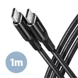 Kép 1/8 - AXAGON FONOTT SZÖVET USB-C/USB-C GYORSTÖLTŐ ADATKÁBEL PD 2.0/3.0 QC 2.0/3.0/4.0 3A 60W 1m FEKETE