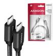 AXAGON FONOTT SZÖVET USB 3.2 GEN 1 USB-C/USB-C GYORSTÖLTŐ ADATKÁBEL PD 2.0/3.0 QC 2.0/3.0/4.0 3A 60W 5 Gb/s 2m FEKETE