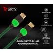 SAVIO GCL-06 GAMING FOR XBOX RÉZ HDMI-HDMI KÁBEL 2.0 ARANYOZOTT FONOTT NYLON ZÖLD/FEKETE 3m