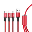 UNITEK C4049RD 3-IN-1 USB TYPE-C/MICRO USB/APPLE LIGHTNING KÁBEL 1,2m PIROS