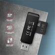 Kép 3/7 - AXAGON CRE-S2N USB 3.2 GEN 1 MICRO SD/MICRO SDHC/MICRO SDXC SD/SDHC/SDXC MEMÓRIAKÁRTYA OLVASÓ FEKETE