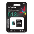 Kép 1/4 - ADATA PREMIER PRO MICRO SDXC 512GB + ADAPTER CLASS 10 UHS-I U3 A2 V30 100/80 MB/s