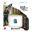 Kép 1/3 - KINGSTON CANVAS GO PLUS MICRO SDXC 512GB CLASS 10 UHS-I U3 A2 V30 170/90 MB/s