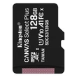 Kép 3/3 - KINGSTON CANVAS SELECT PLUS MICRO SDXC 128GB CLASS 10 UHS-I U1 A1 V10 (100 MB/s)