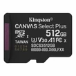 Kép 1/3 - KINGSTON CANVAS SELECT PLUS MICRO SDXC 512GB CLASS 10 UHS-I U3 A1 V30 (150/85 MB/s)