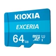 Kép 3/4 - KIOXIA EXCERIA MICRO SDXC 64GB + ADAPTER CLASS 10 UHS-I U1 (100 MB/s OLVASÁSI SEBESSÉG)