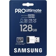 Kép 1/3 - SAMSUNG PRO ULTIMATE (2023) MICRO SDXC 128GB CLASS 10 UHS-I U3 A2 V30 200/130 MB/s + USB 3.0 MEMÓRIAKÁRTYA OLVASÓ