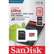 Kép 1/3 - SANDISK ULTRA MICRO SDHC 32GB + ADAPTER CLASS 10 UHS-I U1 A1 ANDROID 120 MB/s