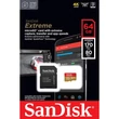 Kép 1/5 - SANDISK EXTREME MOBILE MICRO SDXC 64GB + ADAPTER CLASS 10 UHS-I U3 A2 V30 170/80 MB/s